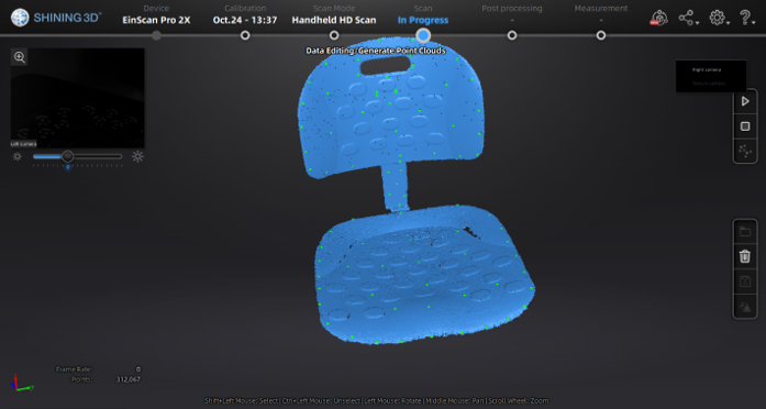 3D scan of chair with markers