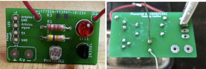 Soldering the photoresistor