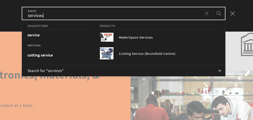 Makerstore search bar at the top of the page