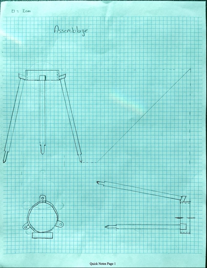 Detailed assembly drawing of a camera attachment