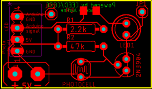 Front of PCB design with rubout drawn