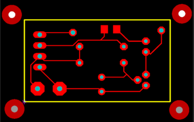 Back of PCB design with fiducials