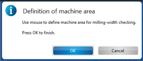 Popup display for definition of machine area