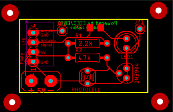 Front of PCB design with fiducials