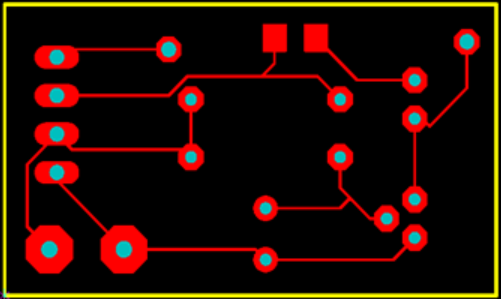 Back of PCB design with rubout drawn