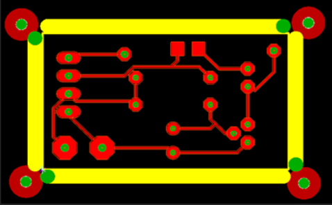Back of PCB design with the toolpath generated