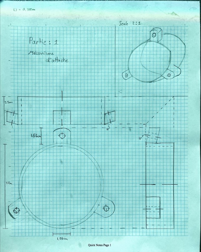 Detailed part drawing of a camera attachment